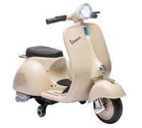 AIYAPLAY Moto Eléctrica para Niños Licencia Vespa 6V Arranque Suave Blanco | Moto Eléctrica Infantil, Ruedines Desmontables, Batería de Litio, Luz Delantera, Música, Bocina, USB, Avance, Atrás, +3 Años