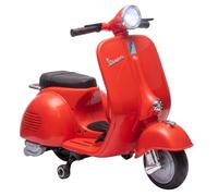 AIYAPLAY Moto Eléctrica para Niños Licencia Vespa 6V Arranque Suave Rojo | Moto Eléctrica Infantil, Ruedines Desmontables, Batería de Litio, Luz Delantera, Música, Bocina, USB, Avance, Atrás, +3 Años