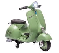 AIYAPLAY Moto Eléctrica para Niños Licencia Vespa 6V Arranque Suave Verde | Moto Eléctrica Infantil, Ruedines Desmontables, Batería de Litio, Luz Delantera, Música, Bocina, USB, Avance, Atrás, +3 Años