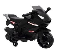 AIYAPLAY Moto eléctrica para niños, moto a batería 6 V con efectos luminosos y sonoros, ruedas de entrenamiento, 75x36x49 cm, negro Aosom España