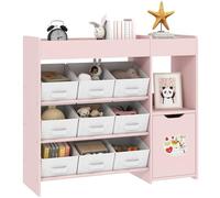 AIYAPLAY Mueble de almacenaje infantil estantería para juguetes infantiles con 9 cajones de tela y armario para dormitorio infantil, cuarto de juegos, cuarto de niños, rosa
