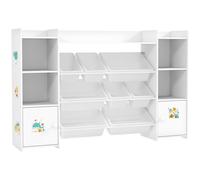 AIYAPLAY Mueble de almacenamiento infantil, estantería de almacenamiento para juguetes infantiles con 8 contenedores extraíbles, 140x30x90 cm, blanco Aosom España