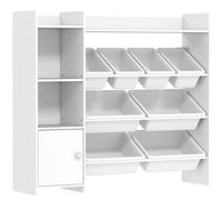 AIYAPLAY Mueble de Almacenamiento Infantil Organizador de Juguetes con 8 Cajas Extraíbles Estanterías de Almacenamiento Armario Blanco Aosom España