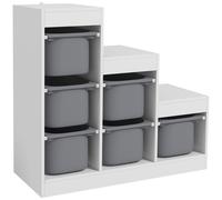 AIYAPLAY Mueble de Almacenamiento para Juguetes de Niños con 6 Contenedores Extraíbles, 3 Niveles de Almacenamiento, 96 x 38,5 x 90, gris