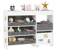 AIYAPLAY Organizador Infantil con 11 Cestas Extraíbles Compartimentos y Láminas de Pegatinas 105x30x80 cm Blanco Blanco