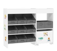 AIYAPLAY Organizador Infantil con 11 Cestas Extraíbles Compartimentos y Láminas de Pegatinas 105x30x80 cm Blanco