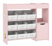 AIYAPLAY Organizador Infantil con Compartimentos 9 Cestas Extraíbles y Láminas de Pegatinas 92x30x80 cm Rosa Aosom España