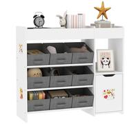 AIYAPLAY Organizador Infantil con Compartimentos 9 Cestas Extraíbles y Láminas de Pegatinas 92x30x80 cm Blanco