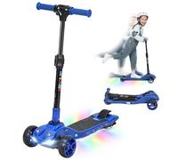 AIYAPLAY Patinete eléctrico para niños Plegable, Patinete eléctrico 6+ Años, 3 Ruedas, arranque cero, velocidad máxima 8 km/h, luces LED coloridas, autonomía 8 km, freno de pie, azul