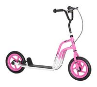 AIYAPLAY Patinete infantil con manillar ajustable, ruedas grandes, caballete, freno de mano, para niños de 5-12 años, Rosa Aosom España