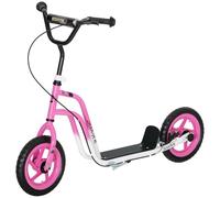 AIYAPLAY Patinete infantil con manillar ajustable, ruedas grandes y freno de mano, patinete de 12 pulgadas para niños y niñas de 5 a 12 años, color rosa