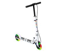 AIYAPLAY Patinete Plegable para Niños de 3-8 Años, Patinete Infantil de 2 Ruedas con LED Luces, Manillar de 4 Altura Ajustable, Freno Posterior y de Mano, Blanco