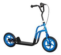 AIYAPLAY Patinete scooter para niños con manillar ajustable, ruedas grandes, soporte de estacionamiento, freno de mano, para niños de 5 a 12 años, Azul