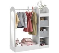AIYAPLAY Perchero de ropa para niños, barra de vestir para niños con estante de almacenamiento, cajas, espejo, armario para dormitorio, habitación de los niños, guardería, color blanco