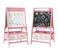 AIYAPLAY Pizarra Infantil Caballete 3 en 1 Doble Cara 54x46x94 cm Rosa