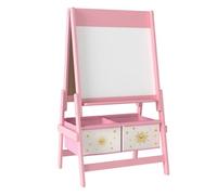 AIYAPLAY Pizarra Infantil Caballete 3 en 1 Pizarra Infantil de Doble Cara Caballete de Pintura para Niños de +3 Años con Rollo de Papel y Cestas de Almacenamiento 54x46x94 cm Rosa