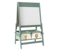 AIYAPLAY Pizarra Infantil Caballete 3 en 1 Pizarra Infantil de Doble Cara Caballete de Pintura para Niños de +3 Años con Rollo de Papel y Cestas de Almacenamiento 54x46x94 cm Verde