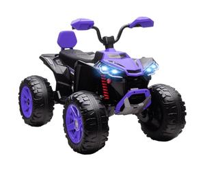 AIYAPLAY Quad eléctrico 24V para niños función adelante/atrás Púrpura | Quad para niños, 4 ruedas con suspensión, faros, entrada USB y MP3, 2 plazas, 4-6,5 km/h, para edades 3-8