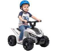 AIYAPLAY Quad eléctrico Infantil 6V, ATV a batería con botón en el Manillar, 2 km/h, hasta 25 kg, para niños y niñas de 18 a 48 Meses, Blanco
