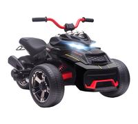 AIYAPLAY Quad eléctrico niños coche eléctrico niños 12V 3 ruedas 2 motores reproductor MP3, claxon, 2 velocidades 3-5 km/h negro