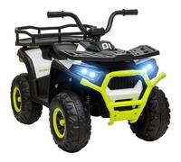 AIYAPLAY Quad Eléctrico para Niños 12V Coche Eléctrico para Niños de +3 Años con Faros Música MP3 Velocidad 3-6 km/h y Cesta Carga 30 kg Verde