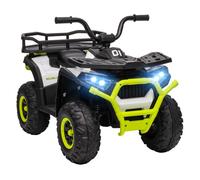 Aiyaplay quad eléctrico para niños 12v coche eléctrico para niños de +3 años con faros música mp3 velocidad 3-6 km/h y cesta carga 30 kg verde