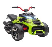 AIYAPLAY Quad Eléctrico para Niños 12V, Quad para Niños de 3-8 Años, con 2 Motores, Velocidad hasta 5 km/h, 3 Ruedas, Sistema de Suspensión, Faros, Bocina, Música, USB, Verde