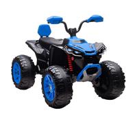 AIYAPLAY Quad Eléctrico para Niños 24V, Quad para Niños de 3-8 Años de 2 Plazas, con 2 Motores, Velocidad hasta 6,5 km/h, Ruedas con Suspensión, Faros, Bocina, Música, USB, Azul