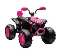 AIYAPLAY Quad Eléctrico para Niños 24V, Quad para Niños de 3-8 Años de 2 Plazas, con 2 Motores, Velocidad hasta 6,5 km/h, Ruedas con Suspensión, Faros, Bocina, Música, USB, Rosa