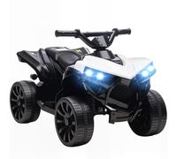 AIYAPLAY Quad Eléctrico para Niños 6 V 18-56 Meses hasta 3 km/h Blanco | Quad para Niños, con Faros y Música