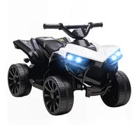 AIYAPLAY Quad Eléctrico para Niños 6 V, Quad para Niños de 37 a 72 Meses, Velocidad hasta 3 km/h, con Faros y Música, Blanco