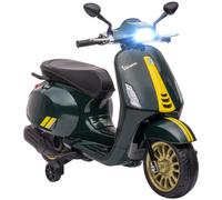 AIYAPLAY Scooter eléctrico infantil Vespa 6 V dim. 107L x 47l x 73H cm Música MP3 Puerto USB Faro 2 roues de tracción - Verde