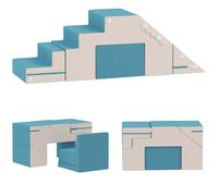 AIYAPLAY Set de 2 bloques de construcción suaves para niños, cuero sintético, espuma, para escalar, construir, jugar, Beige+Azul