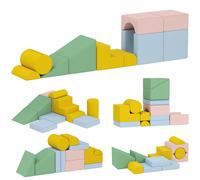 AIYAPLAY Set de bloques suaves para niños, set de 12 bloques de tela, espuma, funda de pana, lavable, colores pastel Aosom España