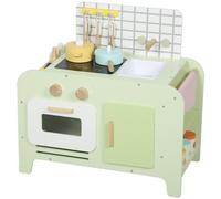 AIYAPLAY Set de cocina infantil, MDF, 15 accesorios, armarios, 40 cm, a partir de 3 años, verde Aosom España