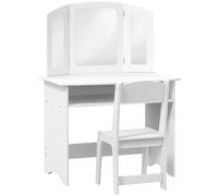 AIYAPLAY Set de Maquillaje para Niños con Tocador Espejo Triple Desmontable y Silla de Madera Blanco Aosom España
