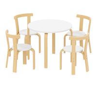 AIYAPLAY Set de Mesa y Sillas para Niños 3-8 Años 5 piezas con Bordes Redondeados en Madera Blanca Aosom España