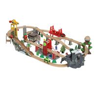 AIYAPLAY Set de tren de madera, 100 piezas, grúa magnética, madera de haya, colorido