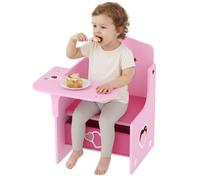 AIYAPLAY Set Mesa y sillas niños 2 en 1 con contenedores 3-5 años Rosa | Escritorio y silla para niños, escritorio para niños pequeños, para jugar leer pintar, juego de mesa de actividades