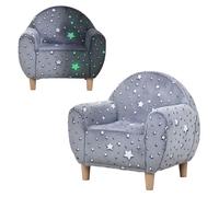 Aiyaplay sillón infantil con diseño de estrellas que brillan en la oscuridad sofá para niños de 18-36 meses tejido suave de terciopelo reposabrazos carga 45 kg gris
