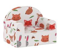 AIYAPLAY Sillón Infantil con Estampado de Zorros, Sofá para Niños de 18-36 Meses con Funda Extraíble y Lavable, Bolsillo Lateral, Reposabrazos, Carga 45 kg, Blanco