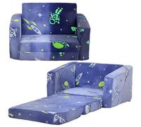 AIYAPLAY Sillón Infantil Plegable Sofá Infantil Reclinable 2 en 1 Sofá para Bebés Tapizado de Tela Luminosa Cojín y Funda Lavables para Dormitorio Salón Azul