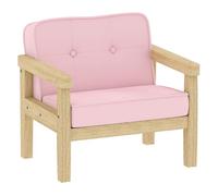 Aiyaplay sillón infantil, sofá para niños de +3 años, con tejido suave de pana, estructura de madera, asiento y respaldo acolchado, reposabrazos, carga 45 kg, 46,5x44x45 cm, rosa
