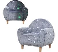 AIYAPLAY Sofá Infantil con Diseño de Estrellas que Brillan en la Oscuridad Tejido Suave de Terciopelo 55x40x55 cm Gris
