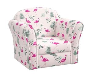 AIYAPLAY Sofá Infantil, Flamenco, Marco Madera, Rosa | Silla acolchada para niños pequeños, dormitorio, sala de juegos, cuarto infantil