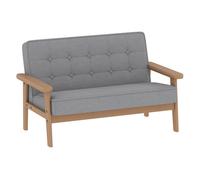Aiyaplay sofá para niños de 2 plazas, sillón infantil de felpa suave con estructura de madera, asiento y respaldo acolchados, reposabrazos, para niños de +3 años, para dormitorio, sala de juego, gris