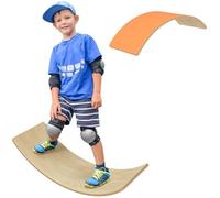 AIYAPLAY Tablero de Equilibrio de Madera para niños, Tablero oscilante con Fieltro silencioso para niños de 3 a 8 años, Balancín con Curvas para Juego sensorial, Naranja