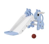 Aiyaplay tobogán infantil 3 en 1 tobogán para niños de 1 a 3 años con escalera canasta de baloncesto y diseño de jirafa para interior 106x51,5x52 cm azul