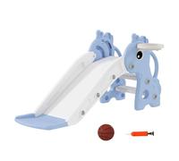 Aiyaplay tobogán infantil 3 en 1 tobogán para niños de 1 a 3 años con escalera canasta de baloncesto y diseño de jirafa para interior 106x51,5x52 cm azul 51.5 cm