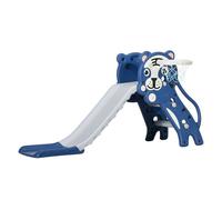 AIYAPLAY Tobogán Infantil 3 en 1 Tobogán para Niños de 18 a 36 Meses con 2 Escaleras 1 Canasta de Baloncesto y Patrón de Animal para Interior 133x60x70 cm Azul y Gris